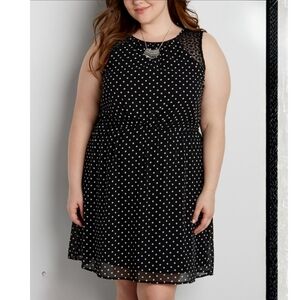 Maurices Black and White Polka Dot Chiffon Sleeveless Dress Plus Size 3X NWT
